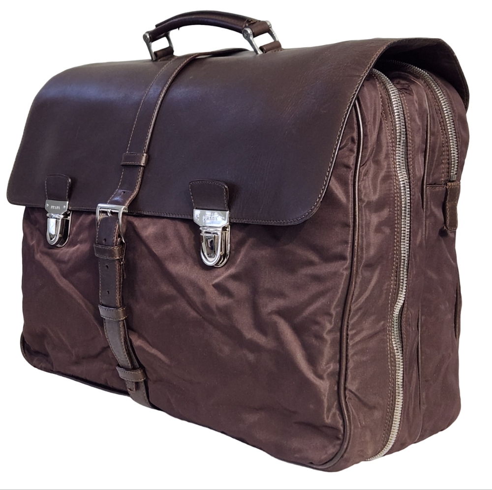 PRADA TESSUTO NYLON AND LEATHER BRIEFCASE DOCUMENT TRAVEL WEEKENDER BAG - Picture 2 of 15